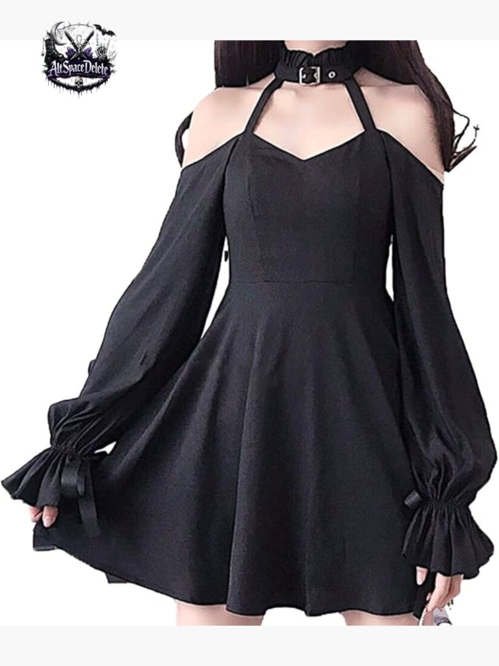 Gothic Lolita Off Shoulder Mini Dress with Butterfly Sleeves
